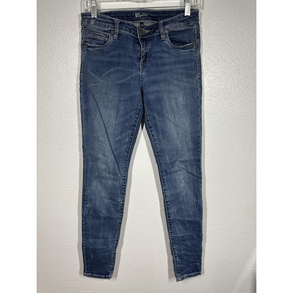 KUT from the Kloth Jeans Womens 4 Blue Skinny Mid Rise Stretch Denim Ankle Faded